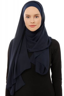 Alara Plain - Hijab Chiffon One Piece Bleu Marin