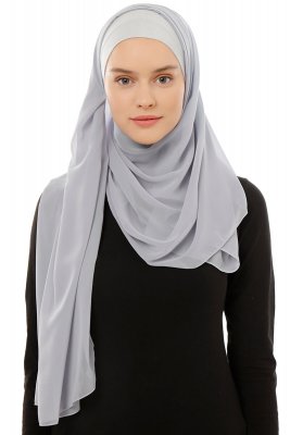 Alara Plain - Hijab Chiffon One Piece Gris Clair