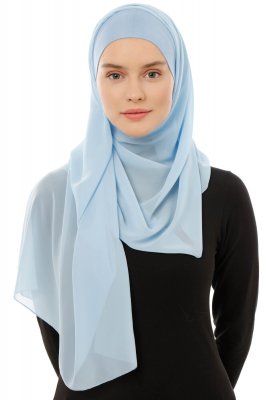 Alara Plain - Hijab Chiffon One Piece Bleu Clair