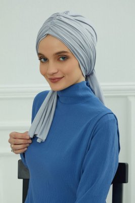 Amy - Turban En Coton Gris Clair