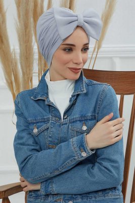 Julia - Turban En Coton Gris Clair