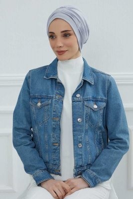 Linda - Turban En Coton Gris Clair