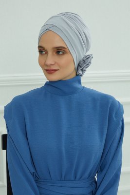 Elisabeth - Turban En Coton Gris Clair