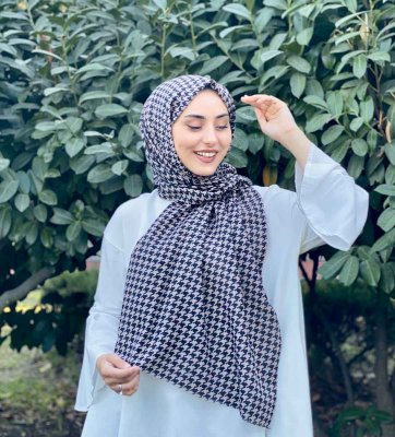 Soheila - Hijab En Coton à Motif Noir & Marron