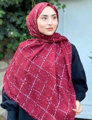 Zakiyah - Hijab En Coton à Motif Bordeaux
