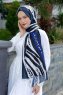 Emel - Hijab à Motifs Bleu Marin & Blanc - Sal Evi