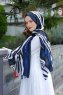 Emel - Hijab à Motifs Bleu Marin & Blanc - Sal Evi