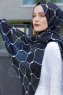 Tutku - Hijab à Motifs Bleu Marin & Blanc - Sal Evi