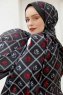 Hijab Twill à Motifs Rouge - Sal Evi