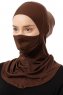 Damla - Bonnet Masque Ninja Hijab Marron