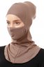 Damla - Bonnet Masque Ninja Hijab Taupe Foncé