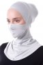 Damla - Bonnet Masque Ninja Hijab Gris Clair