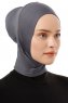 Elnara - Bonnet Plain Hijab Gris Foncé