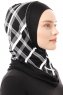 Ekose Plain - Hijab Al Amira One-Piece Noir & Blanc