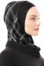 Ekose Plain - Hijab Al Amira One-Piece Noir & Gris Clair