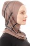 Ekose Plain - Hijab Al Amira One-Piece Taupe Foncé