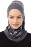 Ekose Plain - Hijab Al Amira One-Piece Gris Foncé