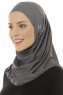 Hanfendy Plain Logo - Hijab One-Piece Gris Foncé