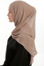 Eylem - Hijab Chiffon One Piece Taupe Foncé