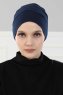 Stella - Turban En Coton Bleu Marin