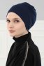 Stella - Turban En Coton Bleu Marin