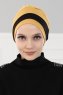 Elsa - Turban En Coton Moutarde & Noir