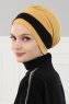 Elsa - Turban En Coton Moutarde & Noir
