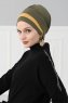 Elsa - Turban En Coton Kaki & Moutarde