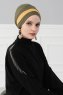Elsa - Turban En Coton Kaki & Moutarde