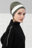Elsa - Turban En Coton Kaki & Crème