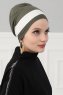 Elsa - Turban En Coton Kaki & Crème