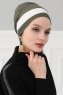 Elsa - Turban En Coton Kaki & Crème