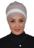 Elsa - Turban En Coton Taupe & Crème