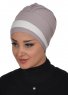 Elsa - Turban En Coton Taupe & Crème