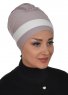 Elsa - Turban En Coton Taupe & Crème
