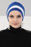Elsa - Turban En Coton Bleu & Crème