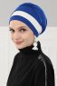 Elsa - Turban En Coton Bleu & Crème
