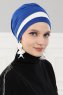Elsa - Turban En Coton Bleu & Crème
