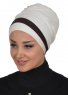 Elsa - Turban En Coton Crème & Marron