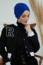Laura - Turban En Coton Bleu