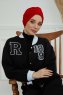 Laura - Turban En Coton Rouge