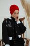 Laura - Turban En Coton Rouge