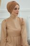 Wilma - Turban En Coton Marron Clair