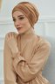 Linda - Turban En Coton Marron Clair