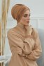 Linda - Turban En Coton Marron Clair
