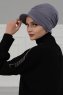 Sandra - Turban En Coton Gris - Ayse Turban