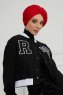 Theresa - Turban En Coton Rouge - Ayse Turban