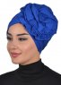 Kerstin - Turban En Coton Bleu - Ayse Turban