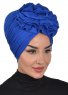 Kerstin - Turban En Coton Bleu - Ayse Turban