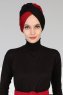 Fiona - Turban En Coton Noir & Bordeaux